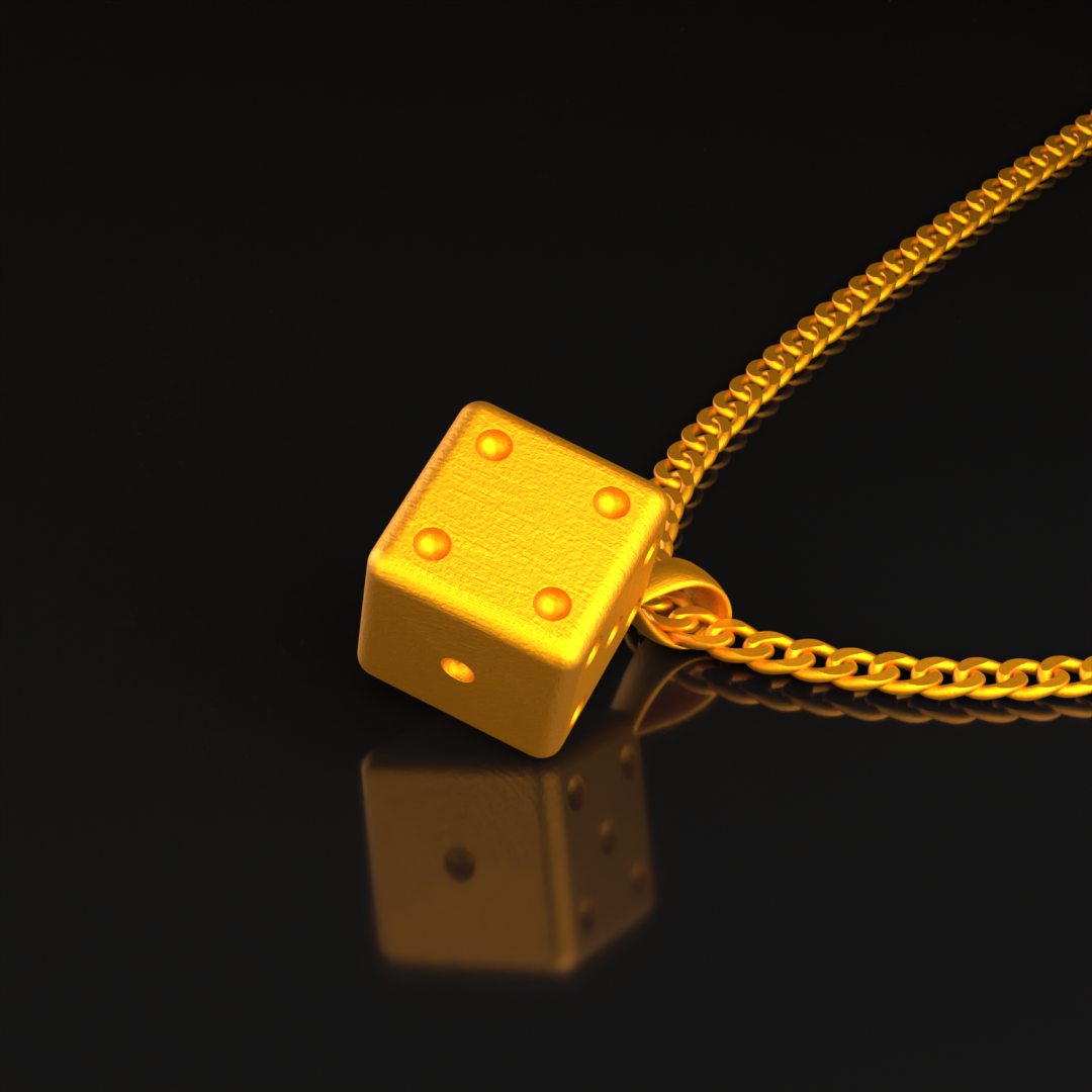 24K Solid Gold Dice Pendant. Pure Gold Cube Necklace. Gold 9999 Fine Gold Dice Pendant. Handmade Gold Geometric Necklace Gift for Men Women