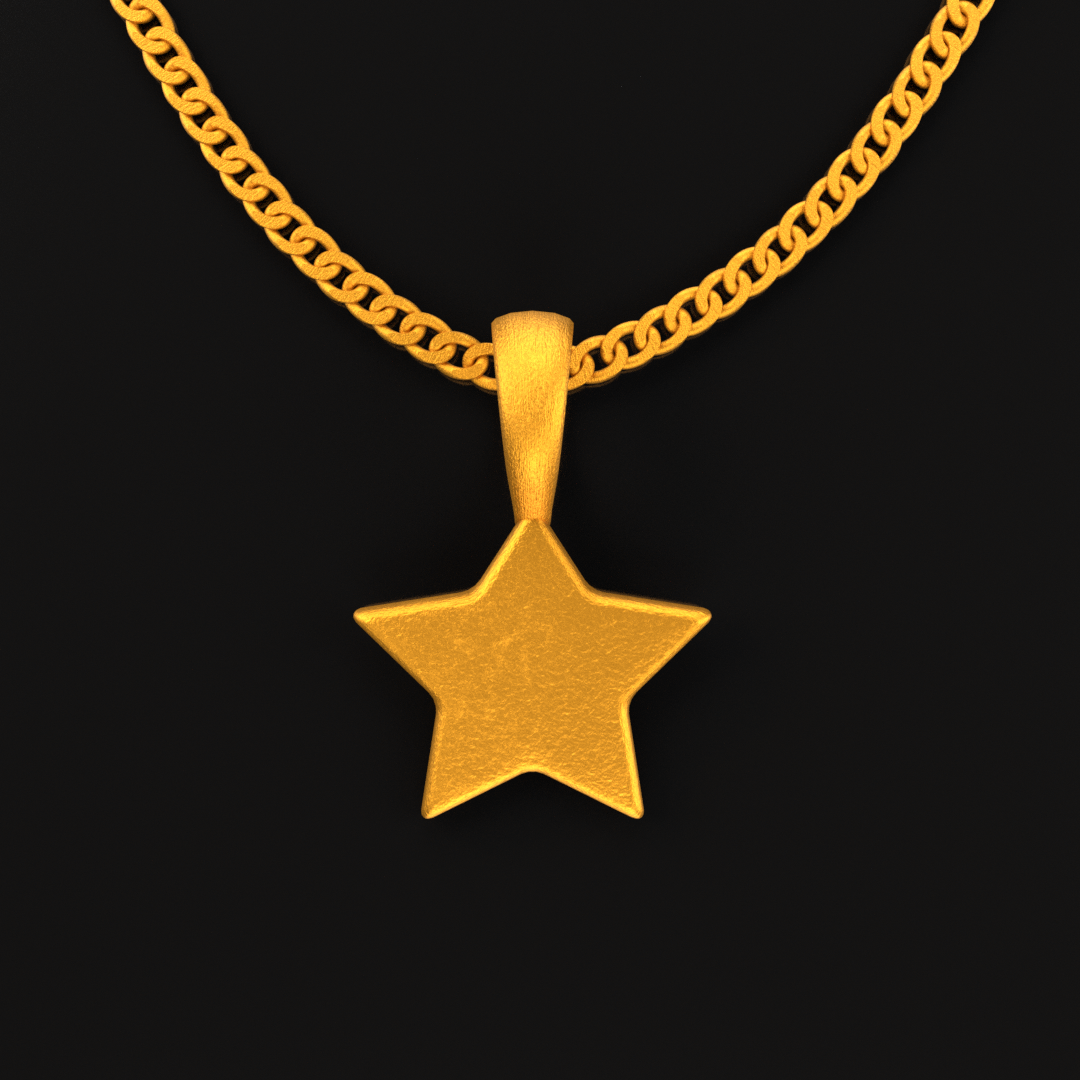 24K Solid Gold Star Pendant. Pure Gold Star Necklace. Gold 9999 Fine Gold  Pendant. Handmade Gold Star Necklace Gift for Men Women