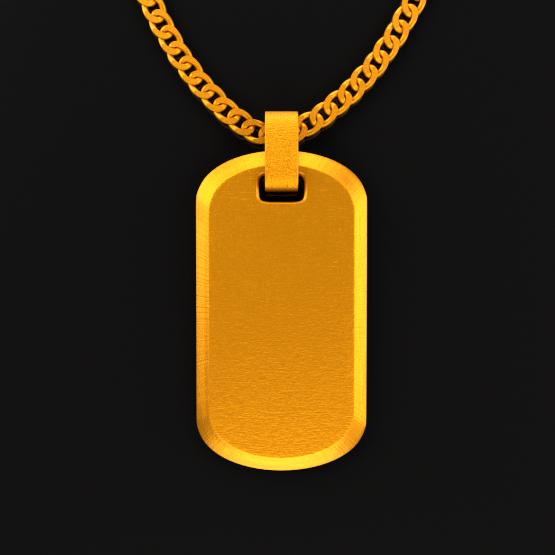 24K Solid Gold Dog Tag Pendant. Pure Gold Necklace. Gold 9999 Fine Gold Pendant. Handmade Gold Name Tag Gift for Men Women