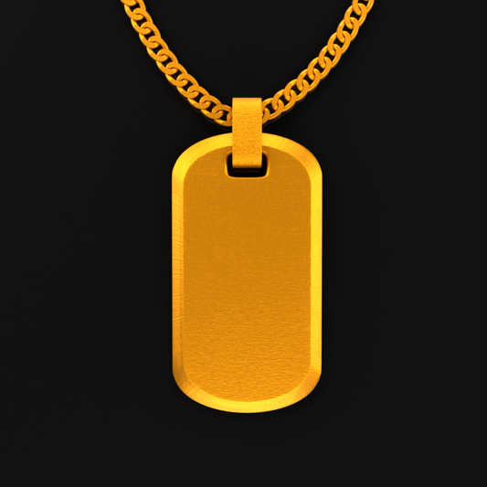 24K Solid Gold Dog Tag Pendant. Pure Gold Necklace. Gold 9999 Fine Gold Pendant. Handmade Gold Name Tag Gift for Men Women