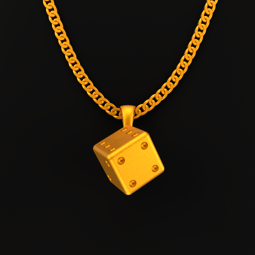 24K Solid Gold Dice Pendant. Pure Gold Cube Necklace. Gold 9999 Fine Gold Dice Pendant. Handmade Gold Geometric Necklace Gift for Men Women