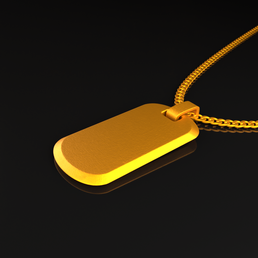 24K Solid Gold Dog Tag Pendant. Pure Gold Necklace. Gold 9999 Fine Gold Pendant. Handmade Gold Name Tag Gift for Men Women