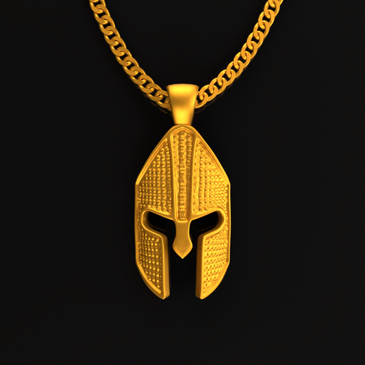 24K Solid Gold Greek Helmet Pendant. Pure Gold Necklace. Gold 9999 Fine Gold Pendant. Handmade Gold Spartan Necklace Gift for Men Women