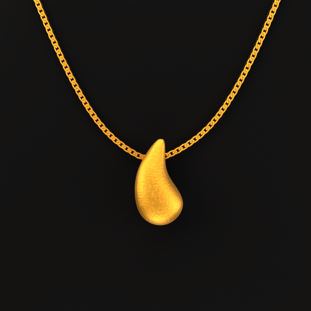 24K Solid Gold Teardrop Pendant. Pure Gold  Necklace. Gold 9999 Fine Gold Pendant. Handmade Gold Teardrop Necklace Gift for Men Women