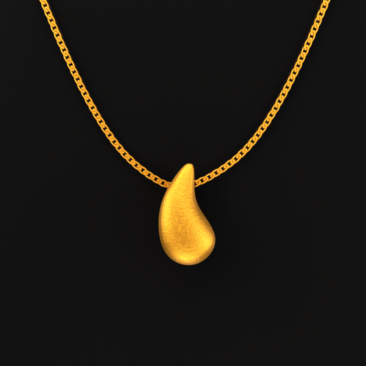 24K Solid Gold Teardrop Pendant. Pure Gold  Necklace. Gold 9999 Fine Gold Pendant. Handmade Gold Teardrop Necklace Gift for Men Women