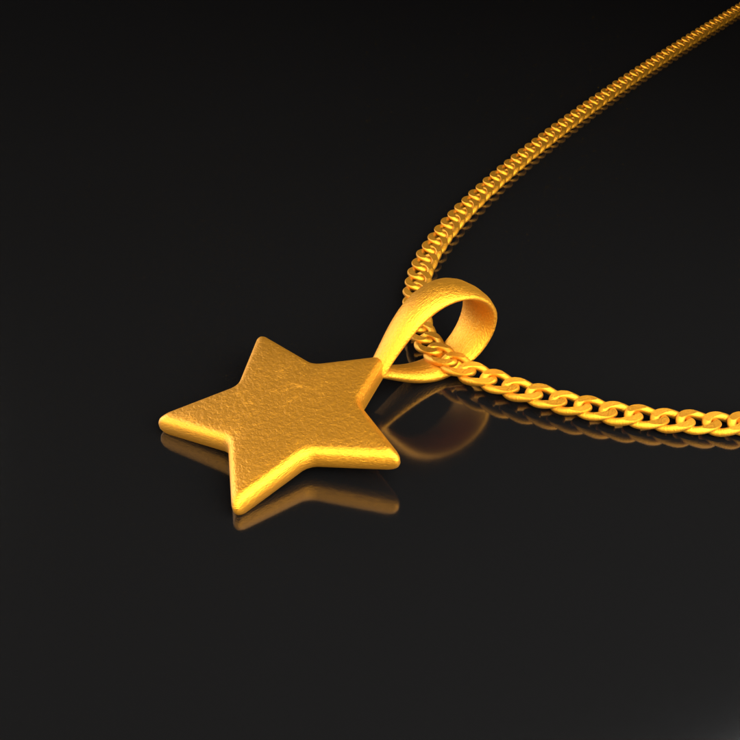 24K Solid Gold Star Pendant. Pure Gold Star Necklace. Gold 9999 Fine Gold  Pendant. Handmade Gold Star Necklace Gift for Men Women