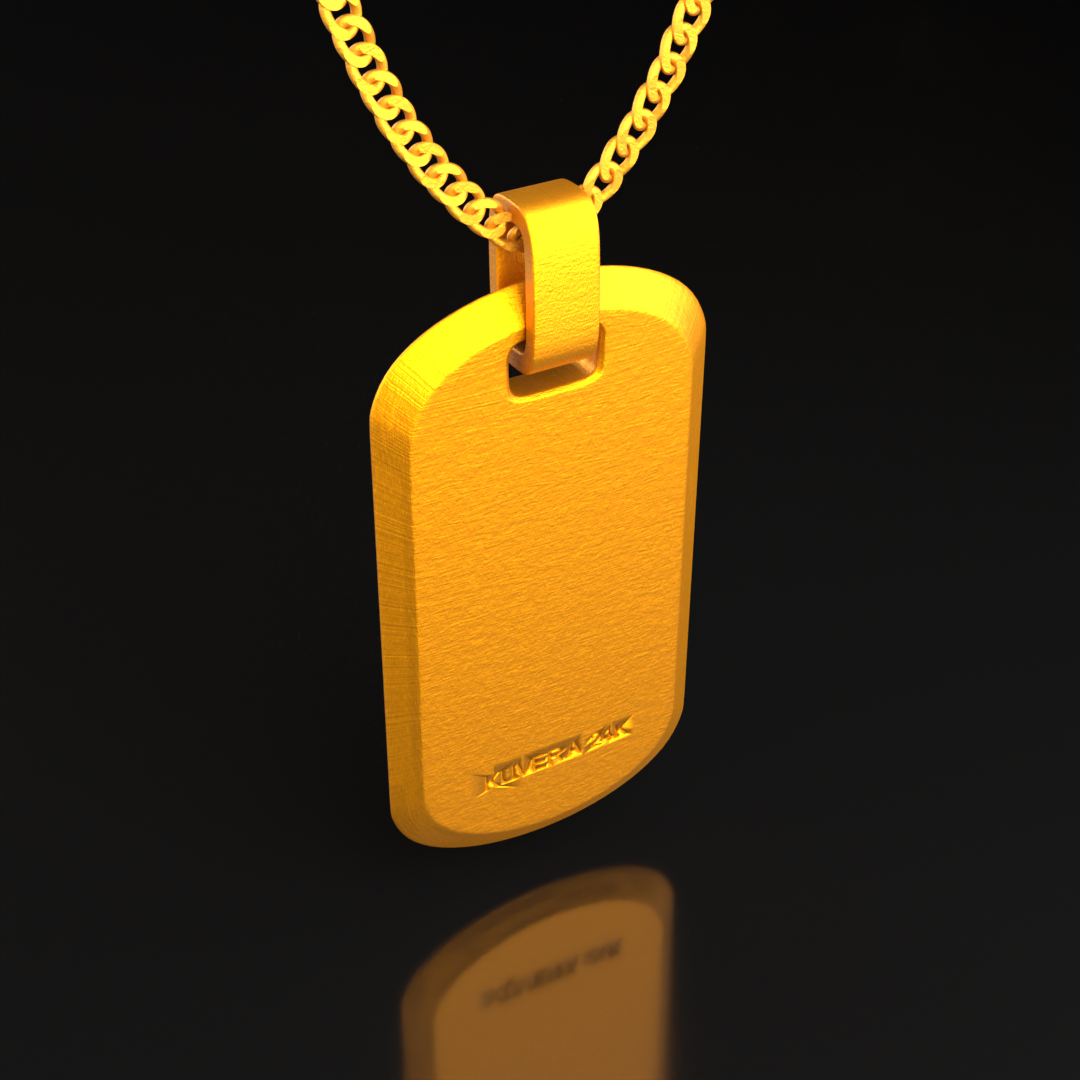 24K Solid Gold Dog Tag Pendant. Pure Gold Necklace. Gold 9999 Fine Gold Pendant. Handmade Gold Name Tag Gift for Men Women