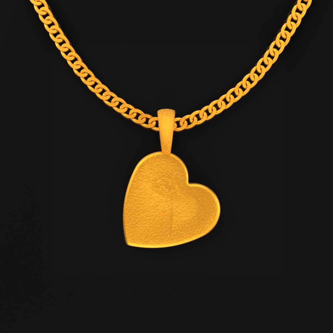 24K Solid Gold Heart Pendant. Pure Gold  Necklace. Gold 9999 Fine Gold Heart Pendant. Handmade Gold Heart Necklace Gift for Men Women