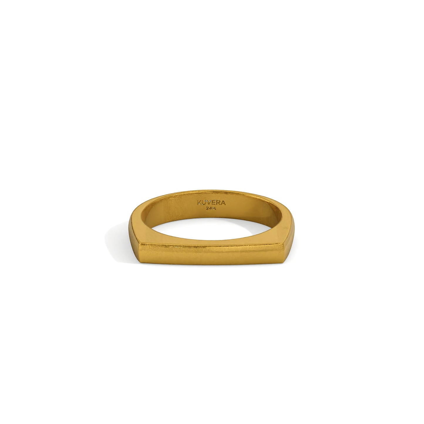 24k Gold Flat Bar Signet Ring. Solid Yellow 9999 Gold Signet Ring. Handmade Investment Jewelry. Top Flat Gold Ring Gift For Men Women.