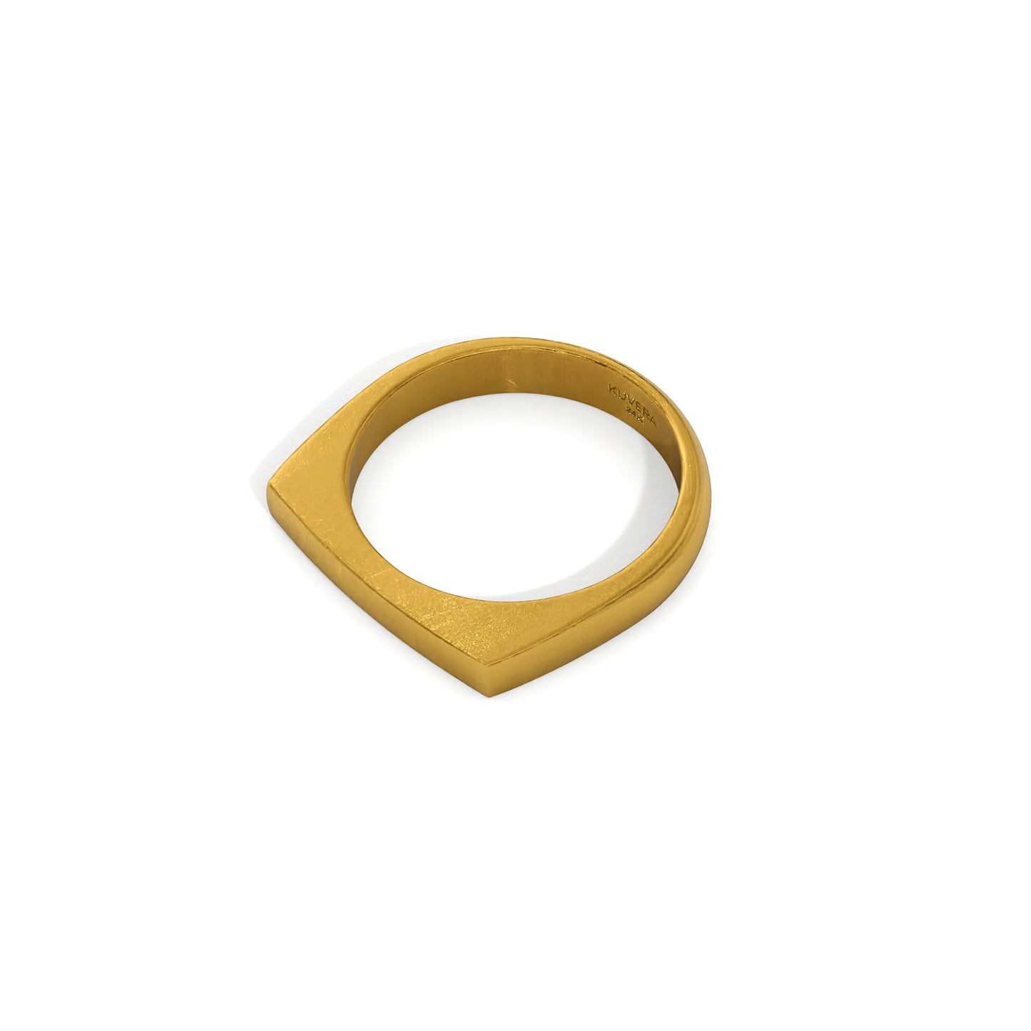 24k Gold Flat Bar Signet Ring. Solid Yellow 9999 Gold Signet Ring. Handmade Investment Jewelry. Top Flat Gold Ring Gift For Men Women.