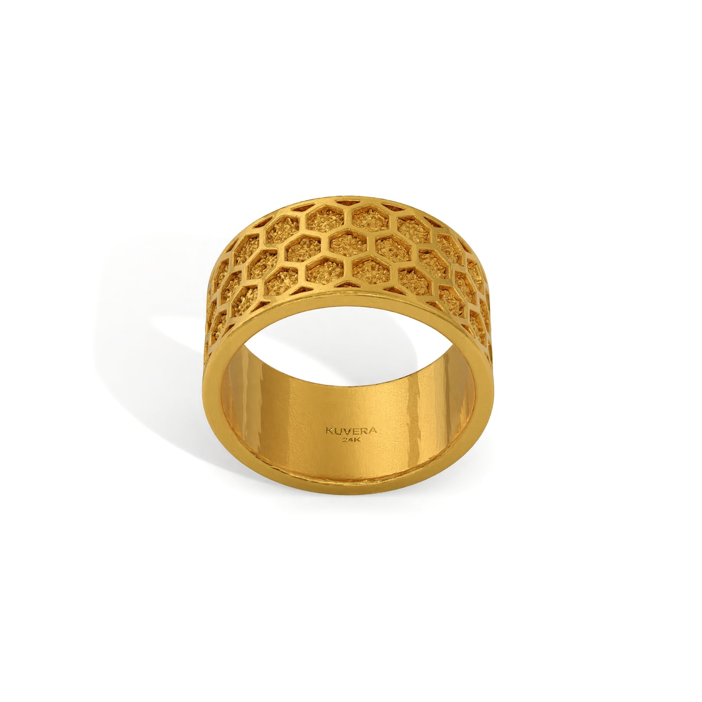 24k Gold Honeycomb Band Ring. Solid Yellow 9999 Gold Wedding Ring. Handmade Investment Jewelry. Hexagon Gold Band Ring Gift For Men Women.