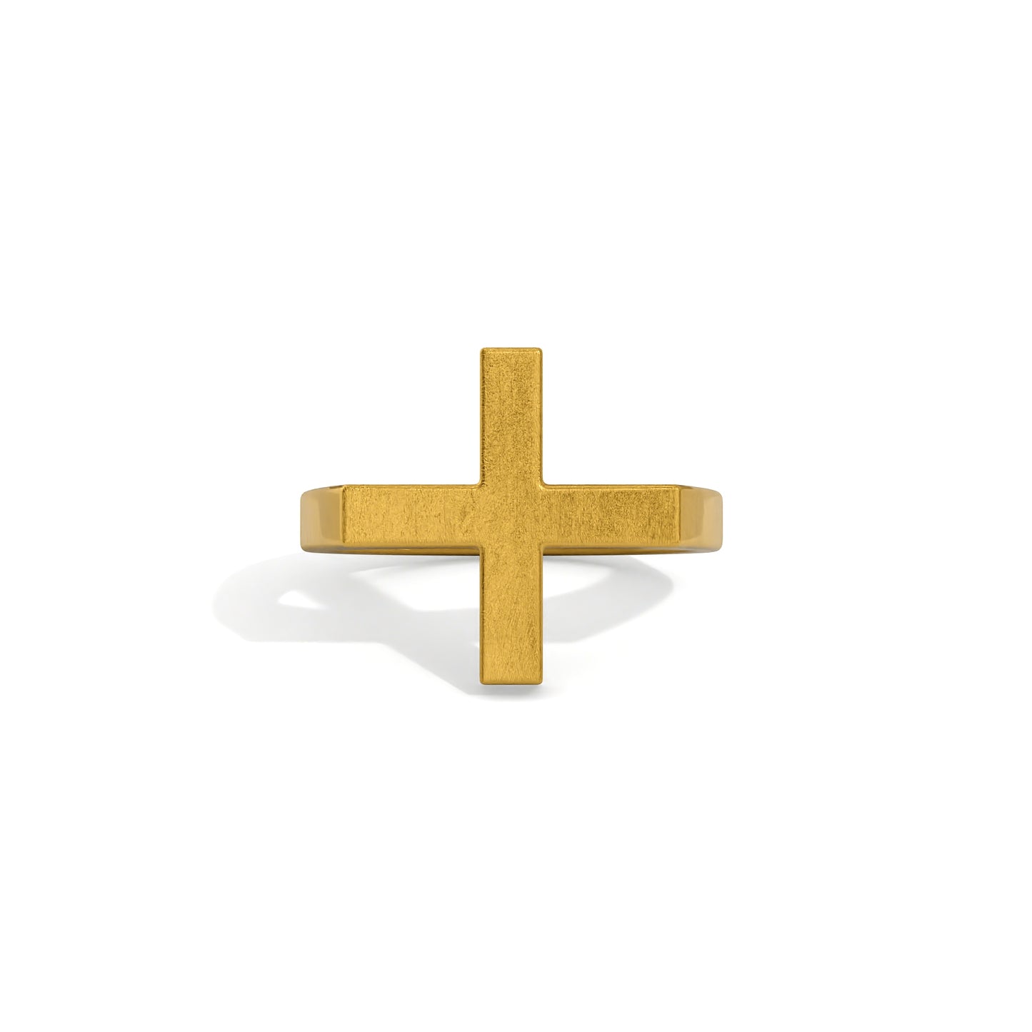 24K Solid Gold Cross Band Ring. Gold Sideway Cross Ring. Pure Gold 9999 Fine Gold Ring. Handmade Religious Cross Band Gift for Men Women.