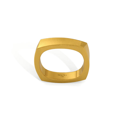 24k Square Gold Ring. Solid Yellow Gold 9999 Gold Geometric Ring. Investment Gold Jewelry. Bold Modern Jewelry Pure Gold Ring for Men Women.