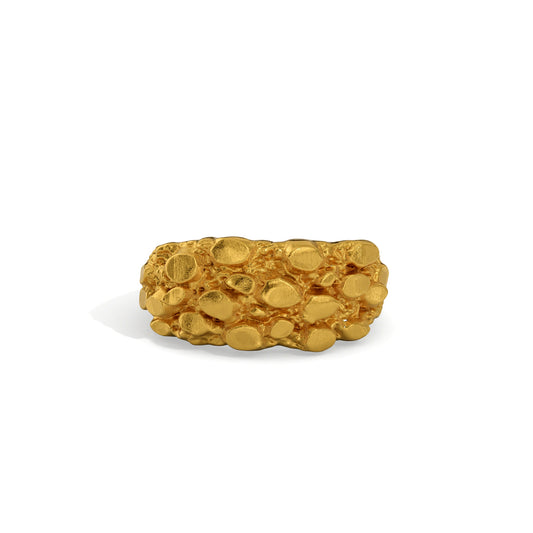 24k Gold Chunky Nugget Ring. Solid Yellow 9999 Gold Ring. Handmade Investment Jewelry. Recycle Gold Ring. Textured Rustic Band for Men Women