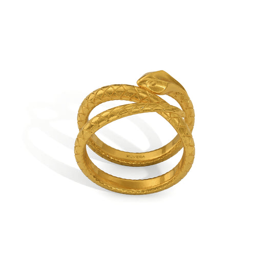 24k Gold Snake Wrap Ring. Solid Yellow 9999 Gold Serpent Ring. Large Gold Ring For Men Women. Handmade Investment Jewelry. Snake Design Ring