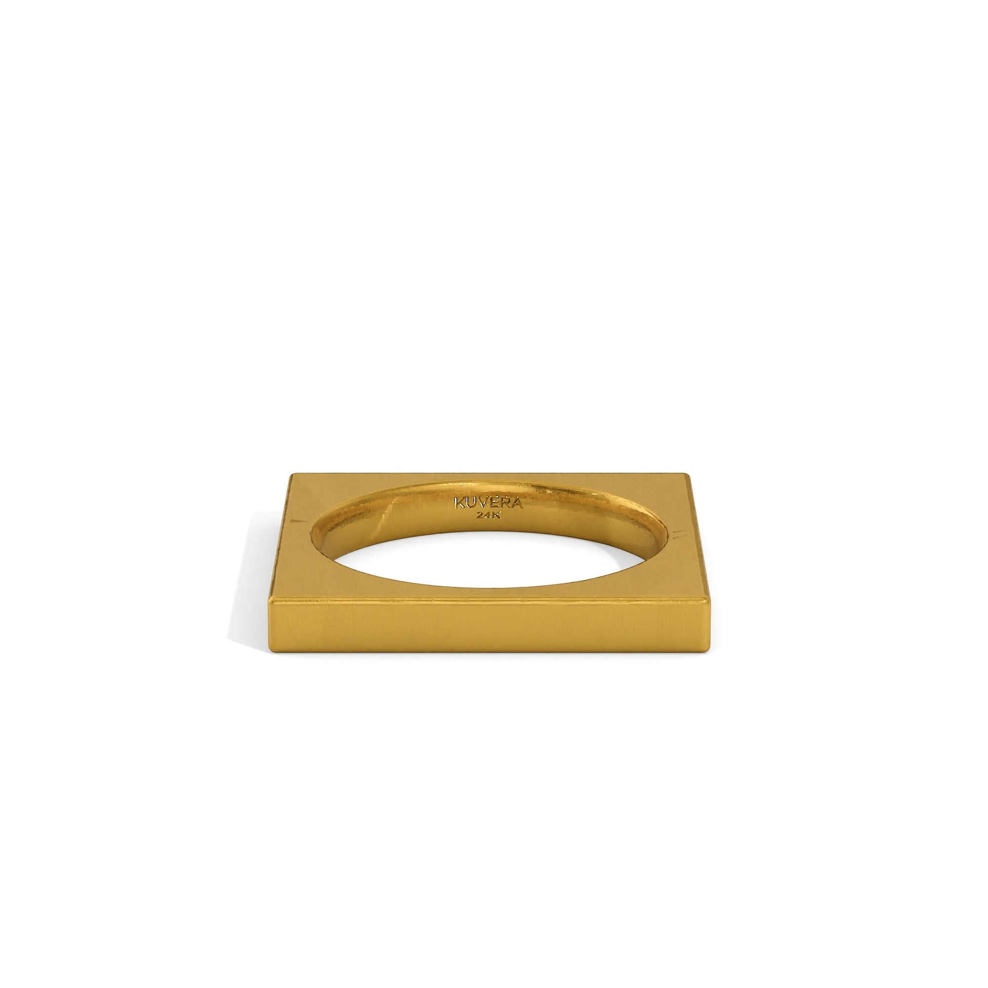 24K Solid Gold Square Ring. Bold Minimalist 9999 Fine Gold Shape Ring ...