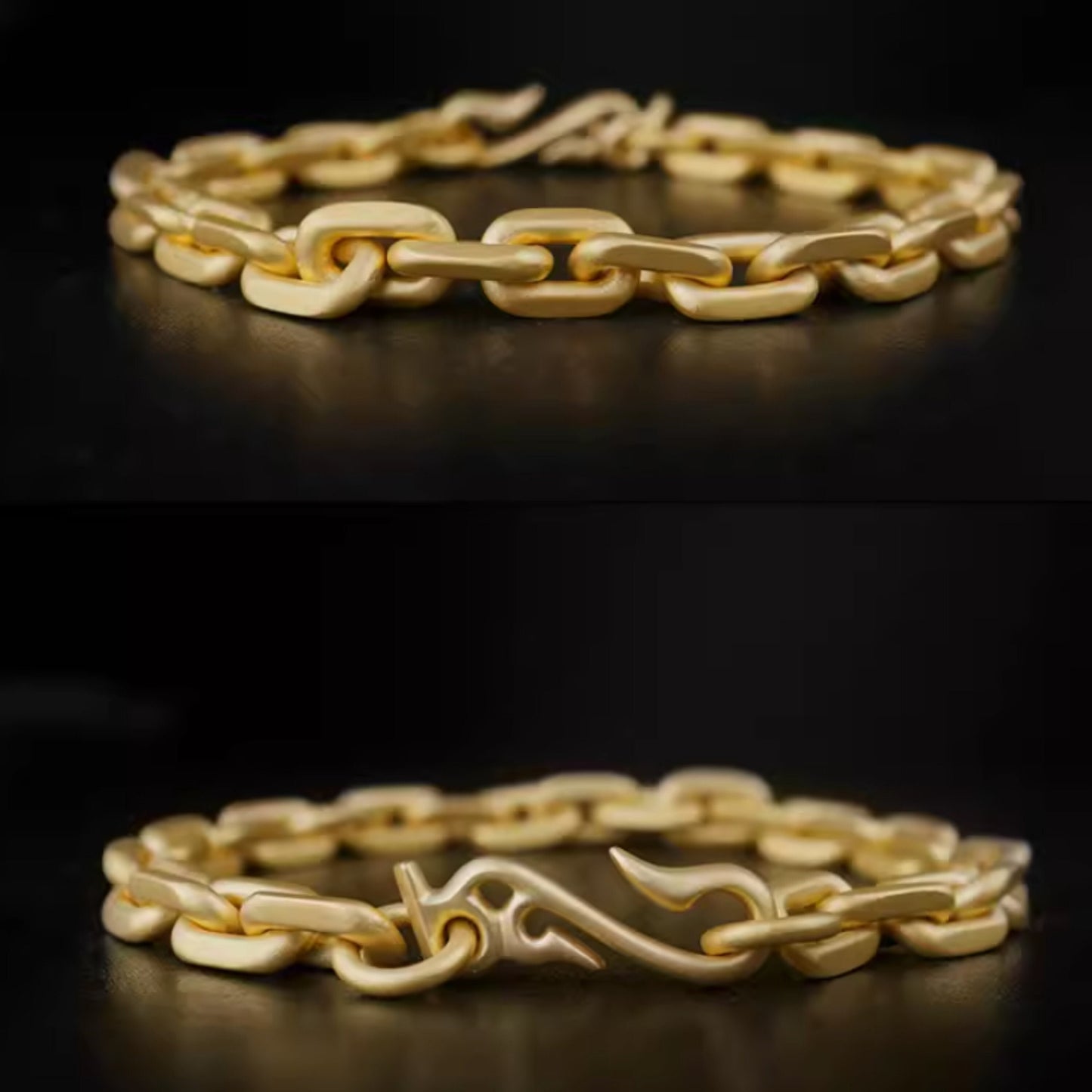 24K Solid Gold Bracelet - Anchor Link Chain