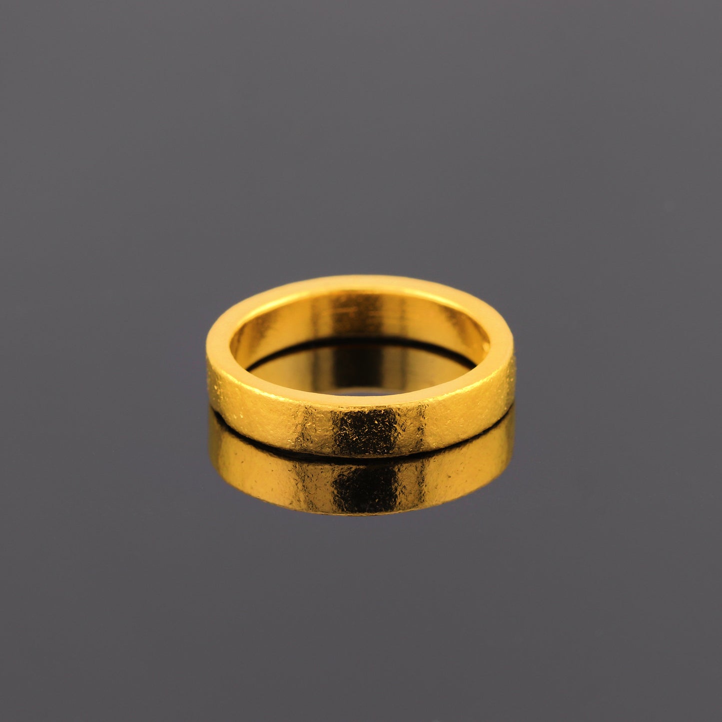 24K Solid Gold Band Ring - 4mm Flat Wedding Band Pure Gold Ring