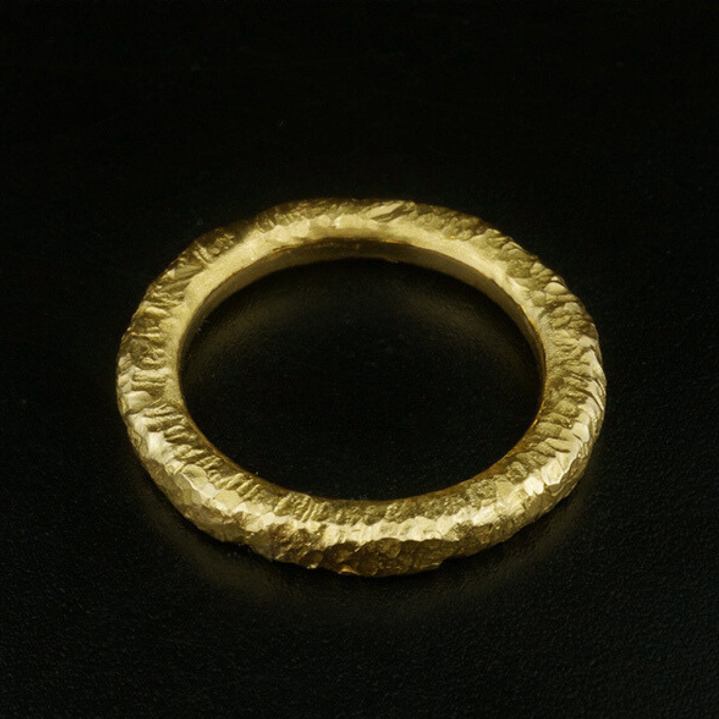 24K Solid Gold Band Ring - 4mm Hammered Pure Gold Donut Ring