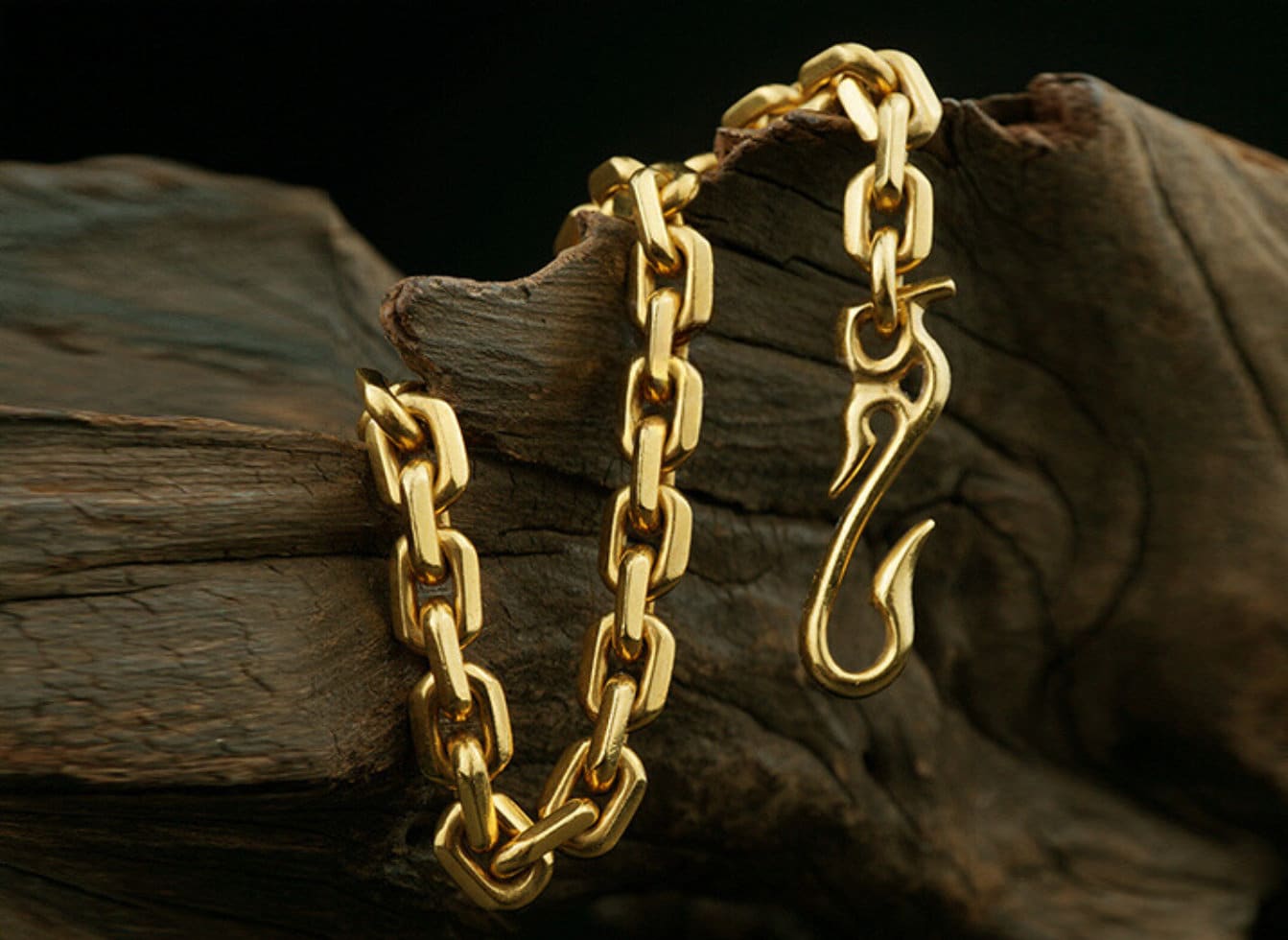 24K Solid Gold Chain Necklace - Pure Gold Anchor Chain Link Chain