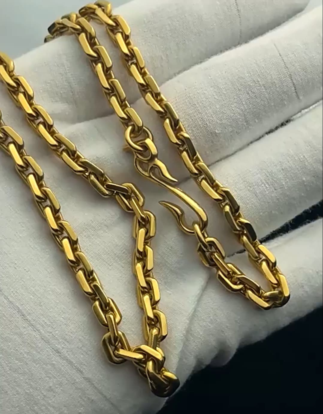 24K Solid Gold Chain Necklace - Pure Gold Anchor Chain Link Chain