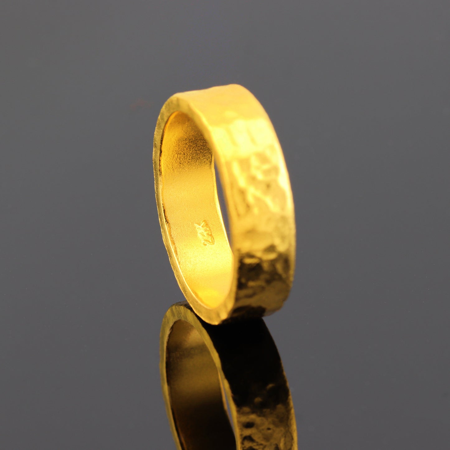 24K Solid Gold Band Ring - 6mm Band Ring