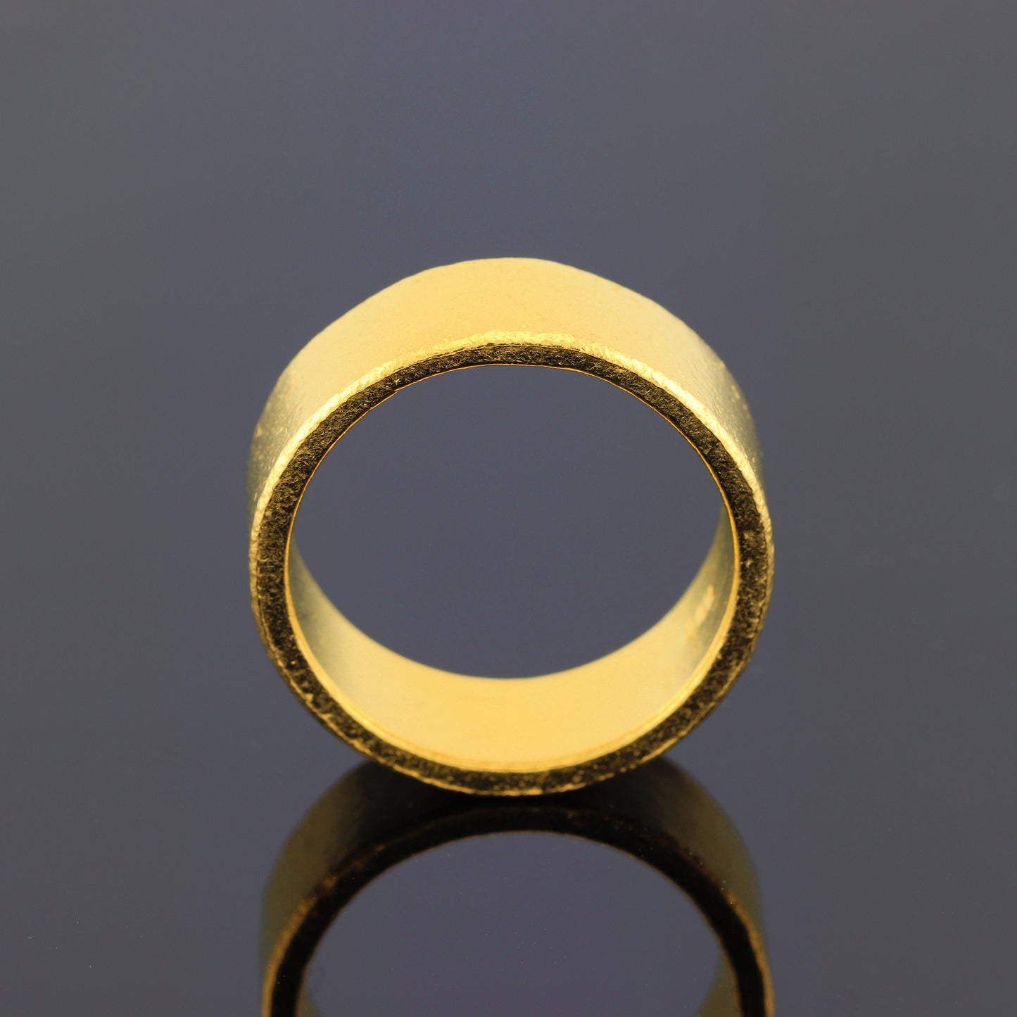 24K Solid Gold Band Ring - 8mm Flat Band Ring