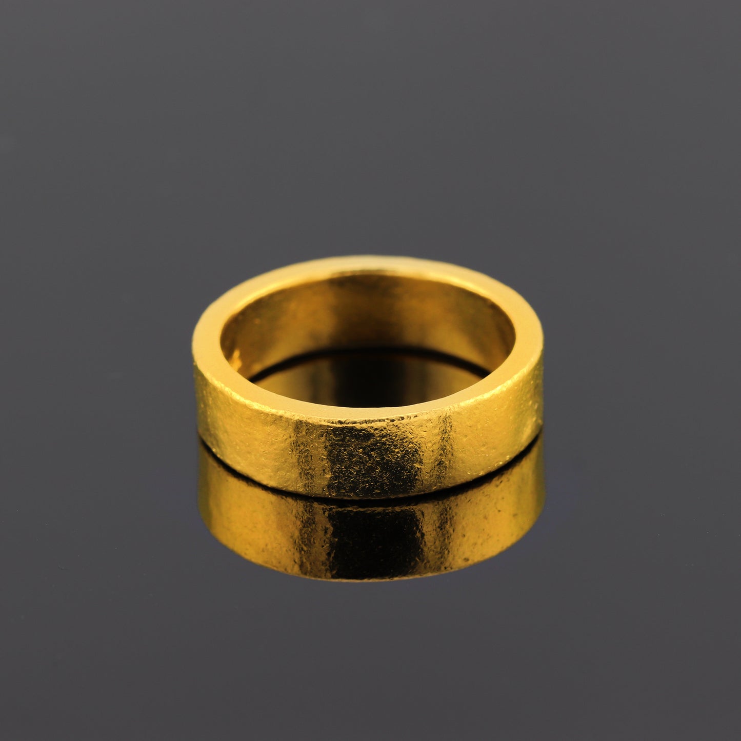 24K Solid Gold Band Ring - 6mm Flat Band Ring