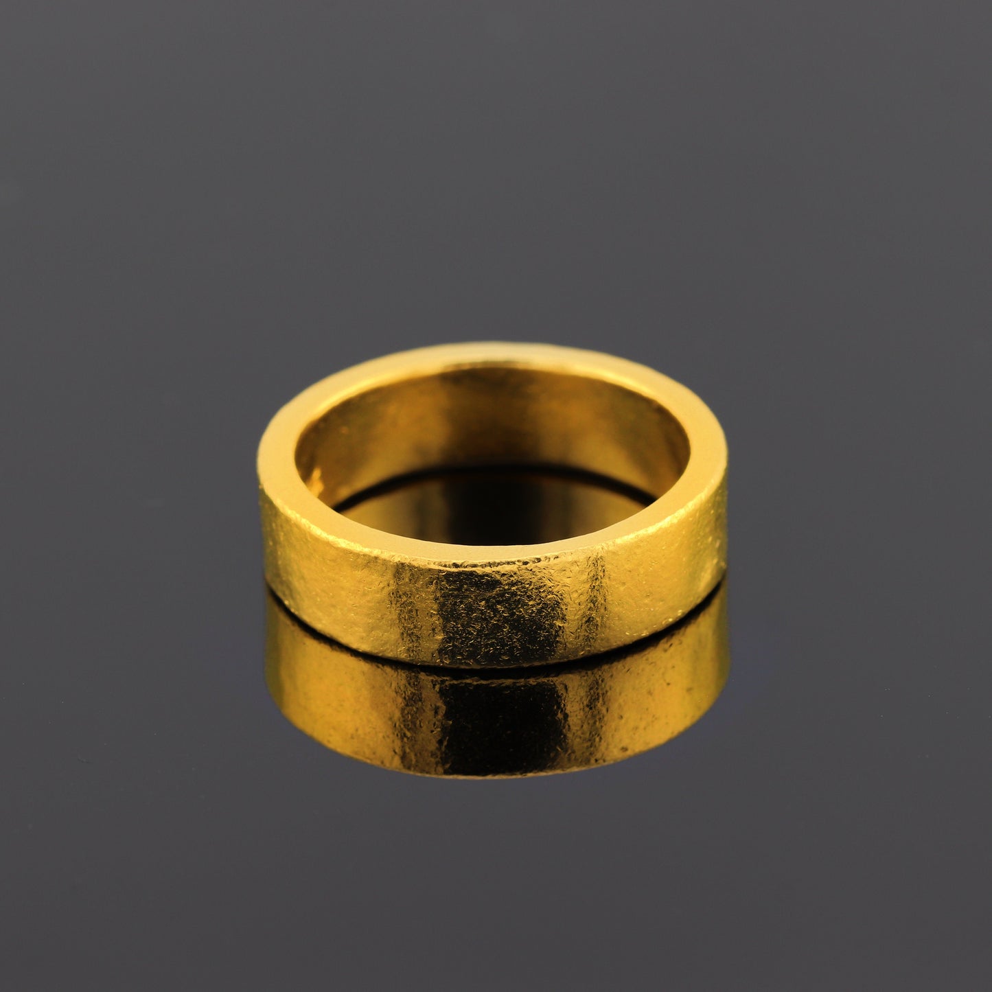 24K Solid Gold Band Ring - 6mm Flat Band Ring