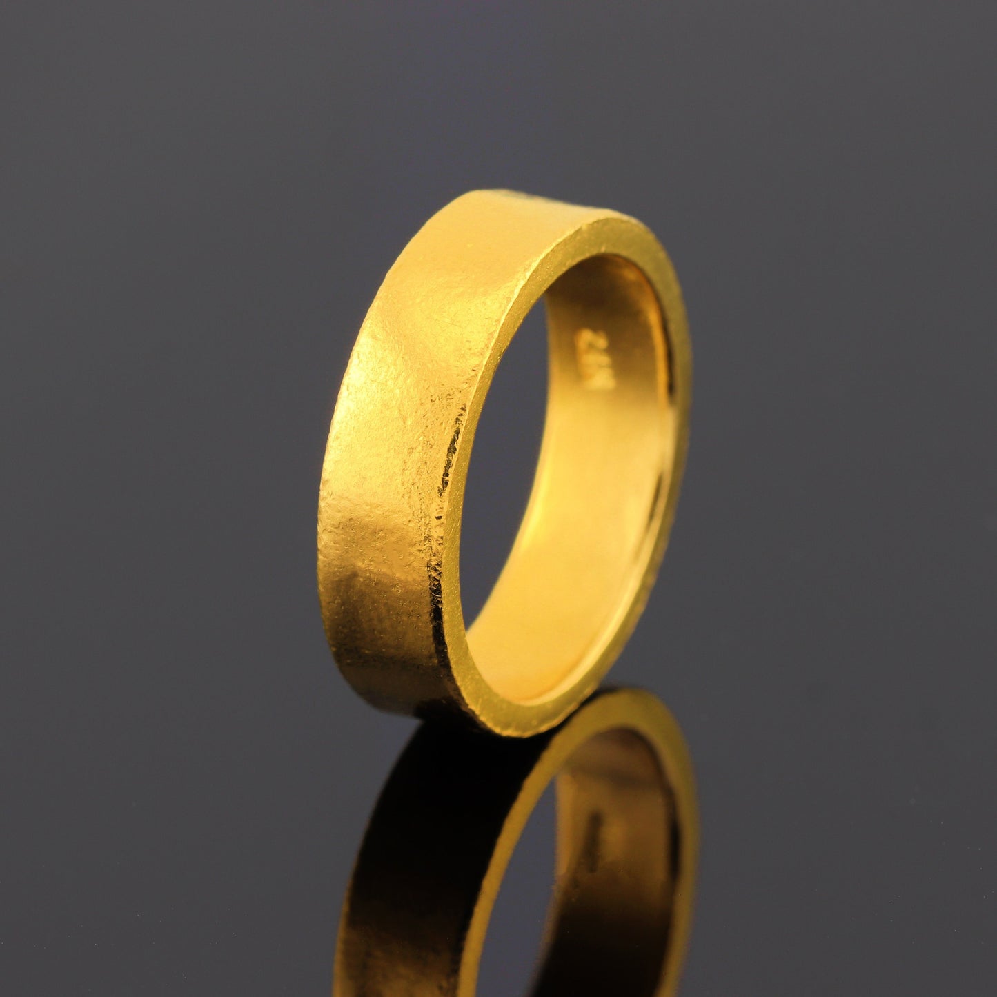 24K Solid Gold Band Ring - 6mm Flat Band Ring