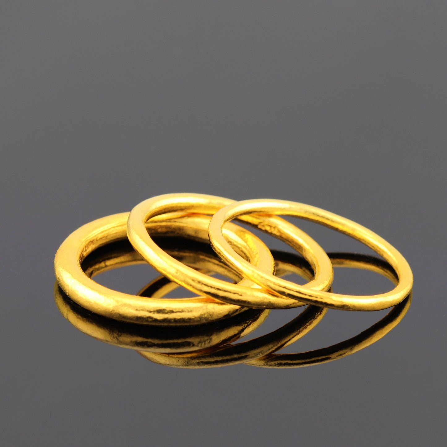 24K Solid Gold Band Ring - 3mm Stacking Ring Pure Gold - Handmade