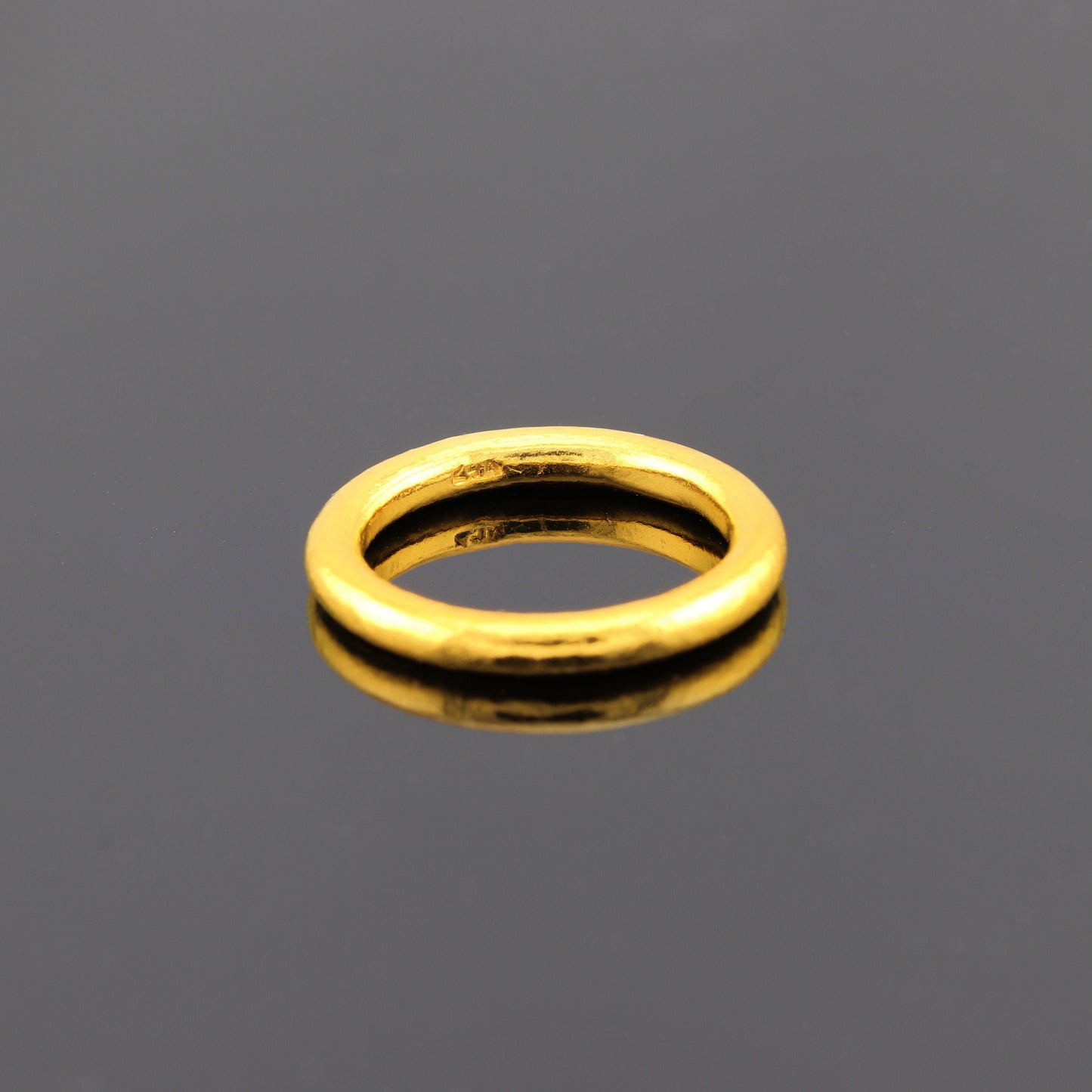 24K Solid Gold Band Ring - 3mm Stacking Ring Pure Gold - Handmade