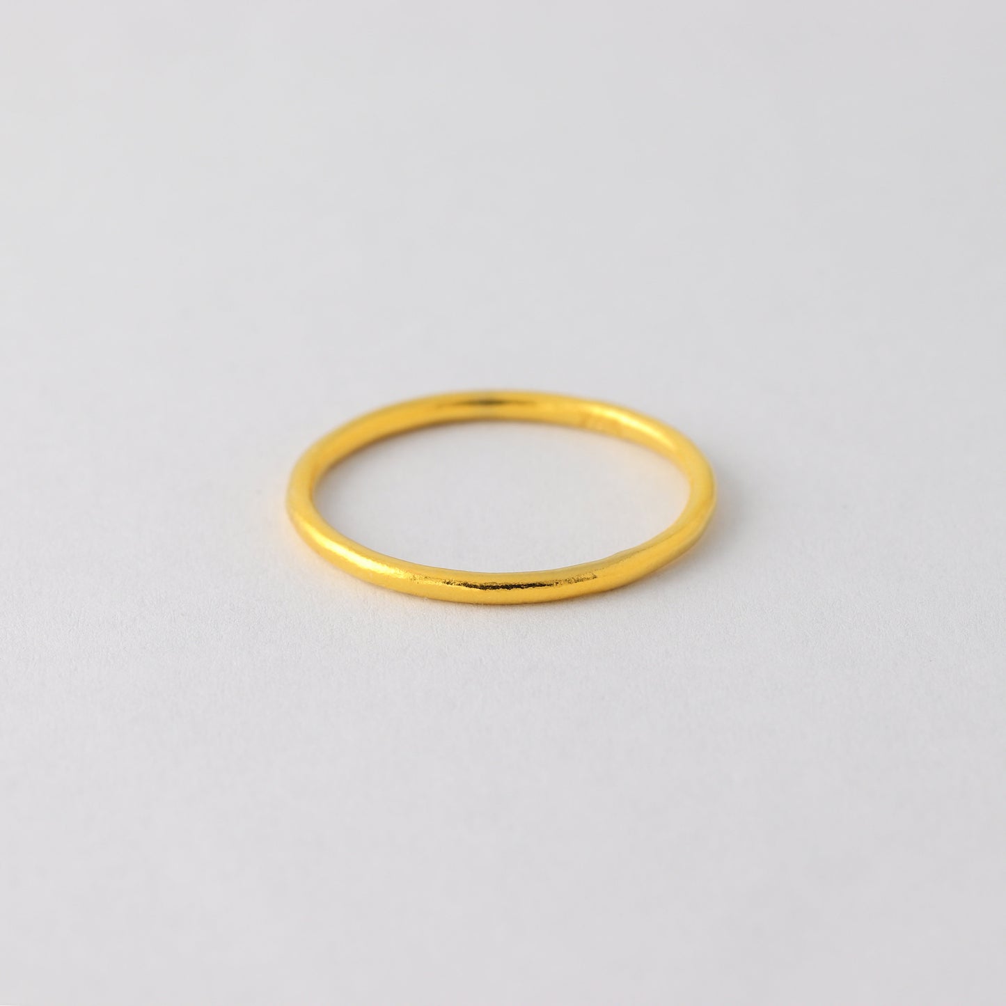 24K Solid Gold Band Ring - Handmade 1.5mm Stacking Ring