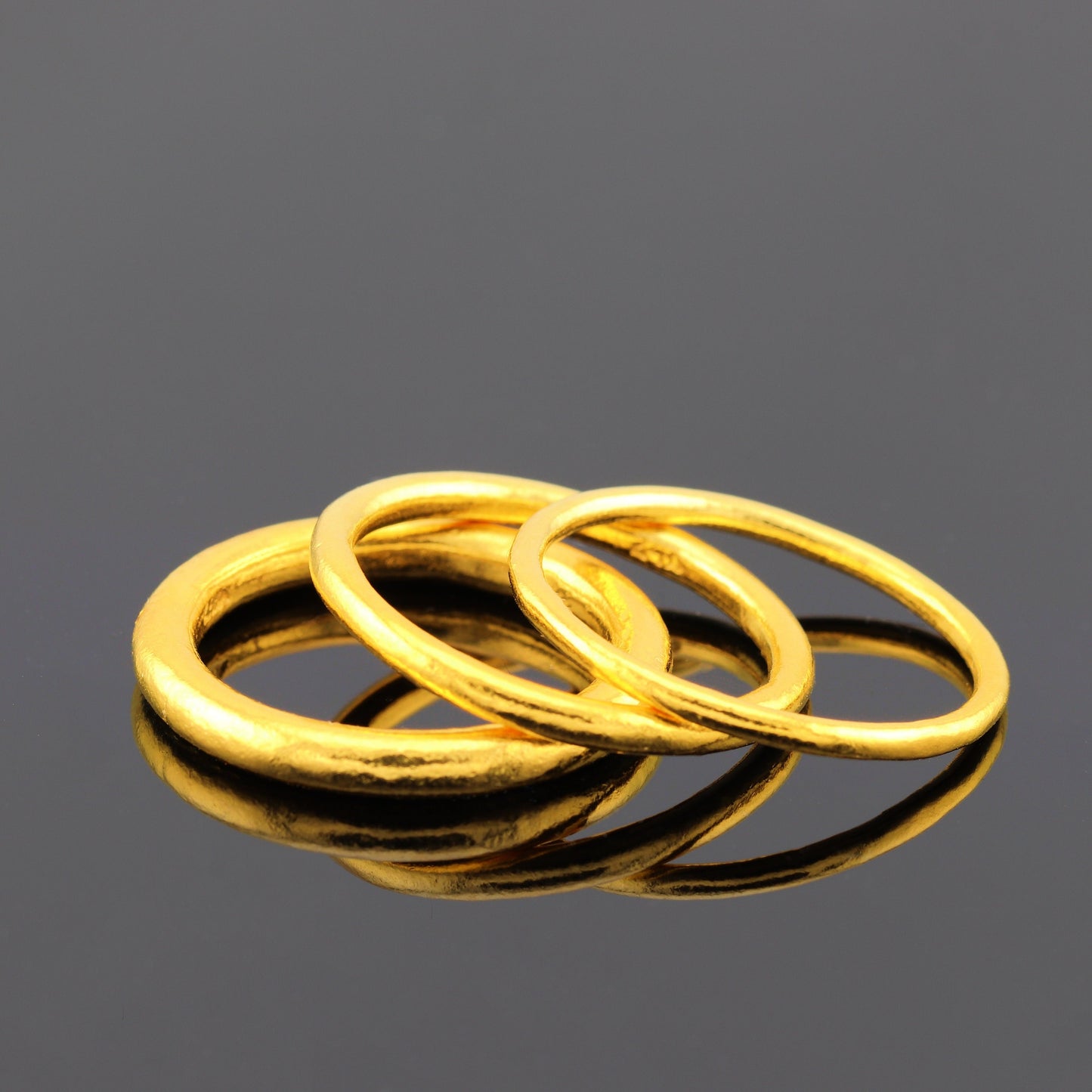 24K Solid Gold Band Ring - Handmade 1.5mm Stacking Ring