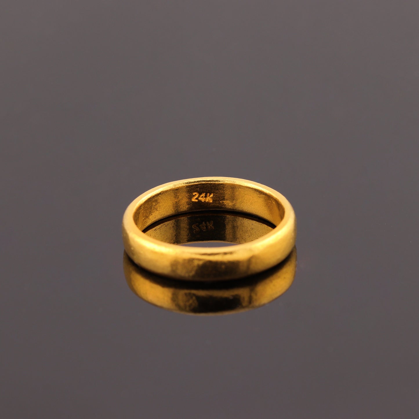 24K Solid Gold Band Ring - 4mm Band Ring - Pure Gold