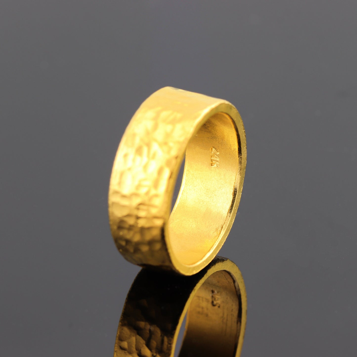 24K Solid Gold Band Ring - 8mm Band Ring