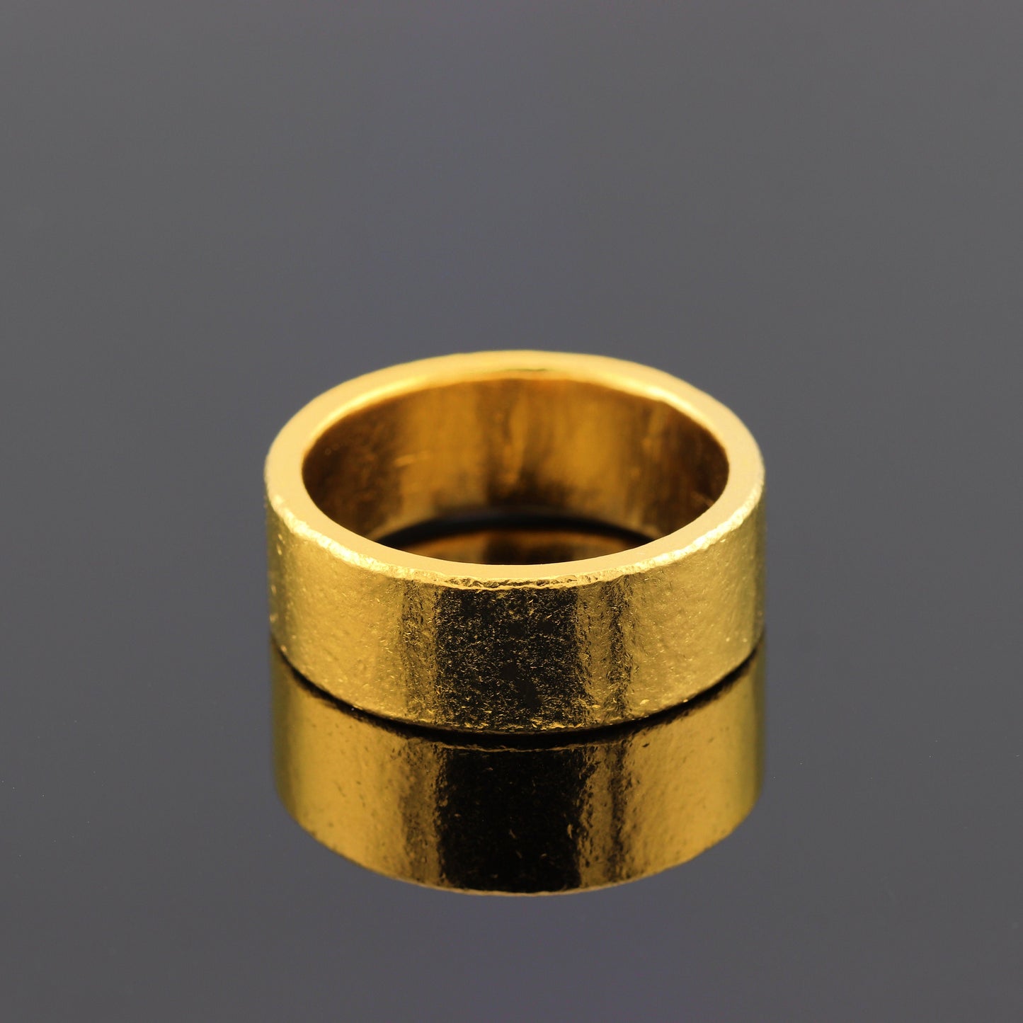 24K Solid Gold Band Ring - 8mm Flat Band Ring