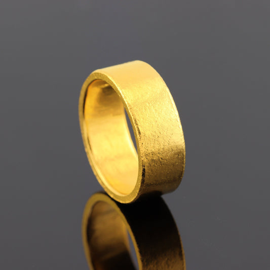 24K Solid Gold Band Ring - 8mm Flat Band Ring