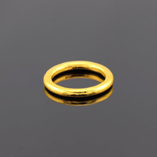 24K Solid Gold Band Ring - 3mm Stacking Ring Pure Gold - Handmade