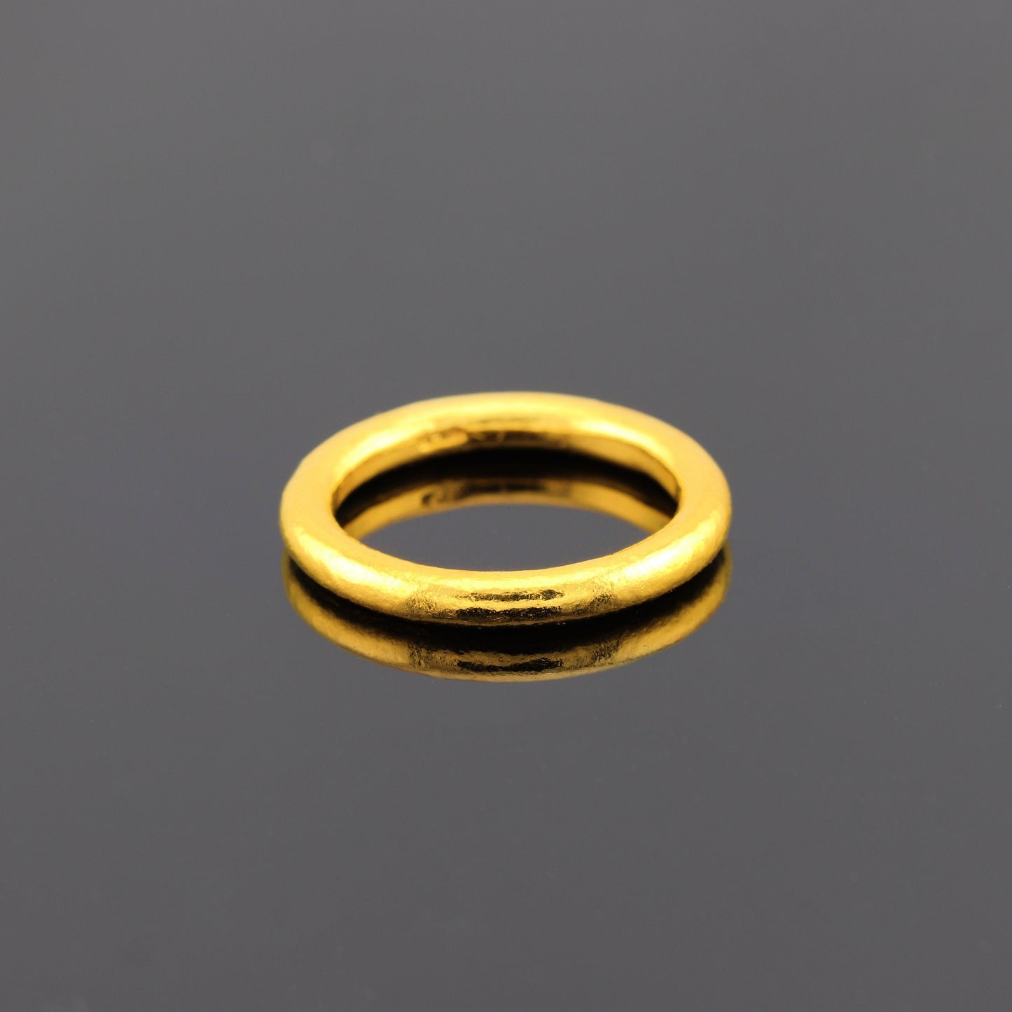 24K Solid Gold Band Ring - 3mm Stacking Ring Pure Gold - Handmade