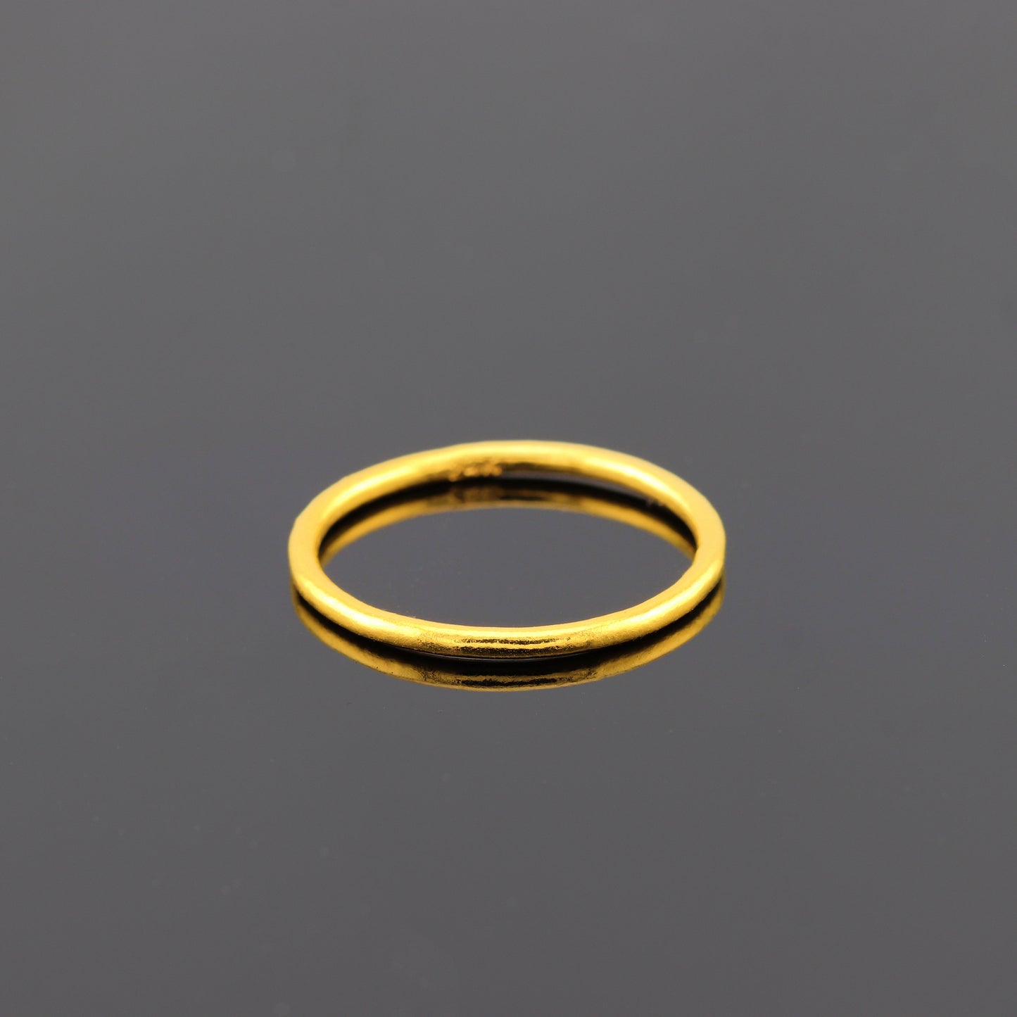 24K Solid Gold Band Ring - Handmade 1.5mm Stacking Ring