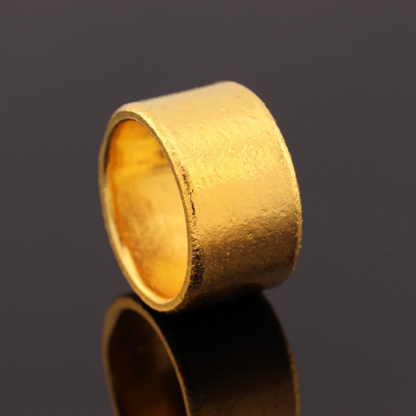 1 Troy Ounce 24k Gold Band Ring. 13mm Solid Yellow 9999 Gold Wedding Ring. Large Gold Ring. Handmade Investment Jewelry. Rustic Band Ring