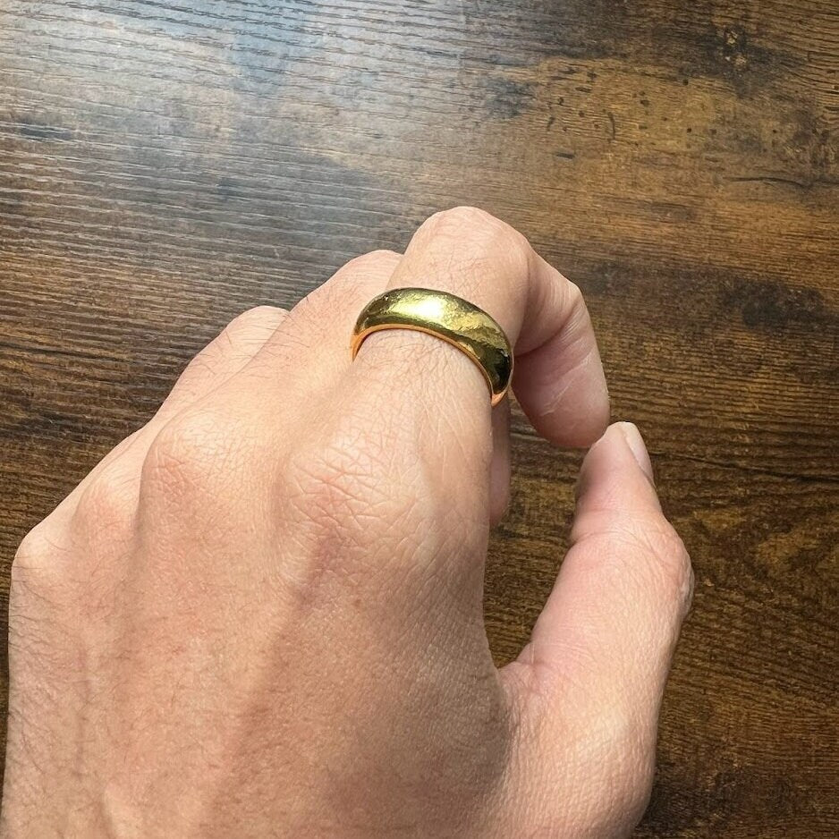 24k Gold Band Ring. 8mm Solid Yellow 9999 Gold Wedding Ring. Recycled Gold Ring. Handmade Investment Jewelry Minimal Engagement Dome Band