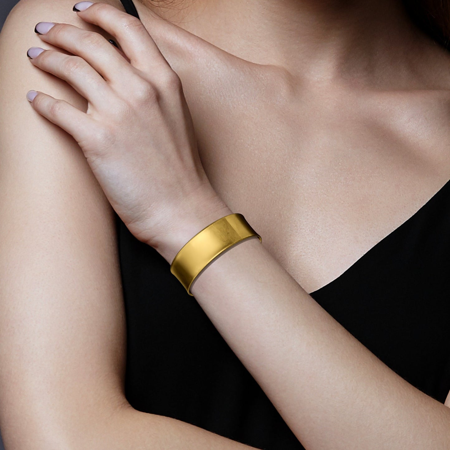 24K Solid Gold Wide Cuff Bracelet. Handmade Pure Gold Plain 18mm Wide Cuff Bracelet. 9999 Fine Gold Modern Minimal Cuff Bangle for Men Women