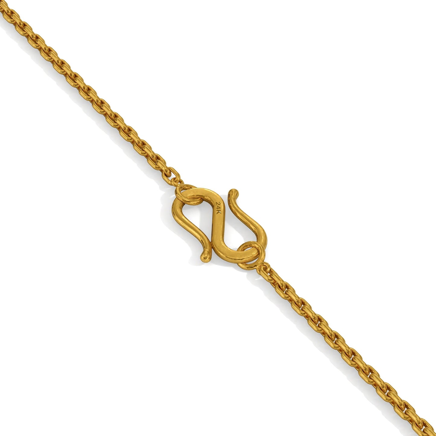 24k Solid Gold Chain Link 3mm. Pure Gold Link Chain Necklace. 9999 Fine Gold Chain. Minimal Gold Handmade Bhat Necklace Gift for Men Women