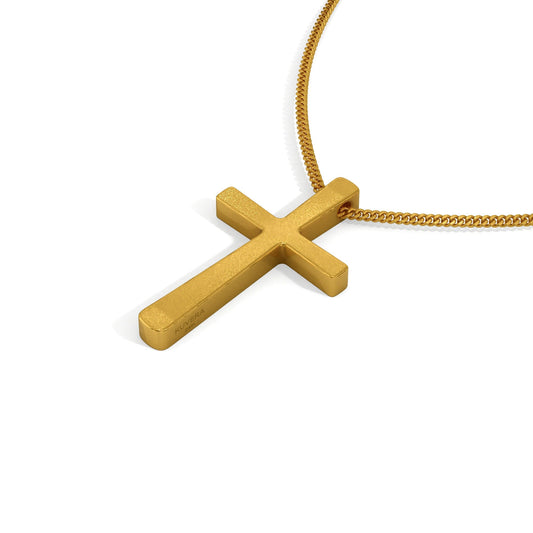 24K Solid Gold Cross Pendant. Pure Gold Thick Cross Necklace. Gold 9999 Fine Gold Cross Pendant. Handmade Gold Necklace Gift for Men Women