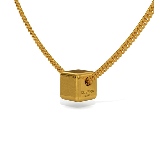 24K Solid Gold Cube Pendant. Pure Gold Cube Necklace. Gold 9999 Fine Gold Cube Pendant. Handmade Gold Geometric Necklace Gift for Men Women