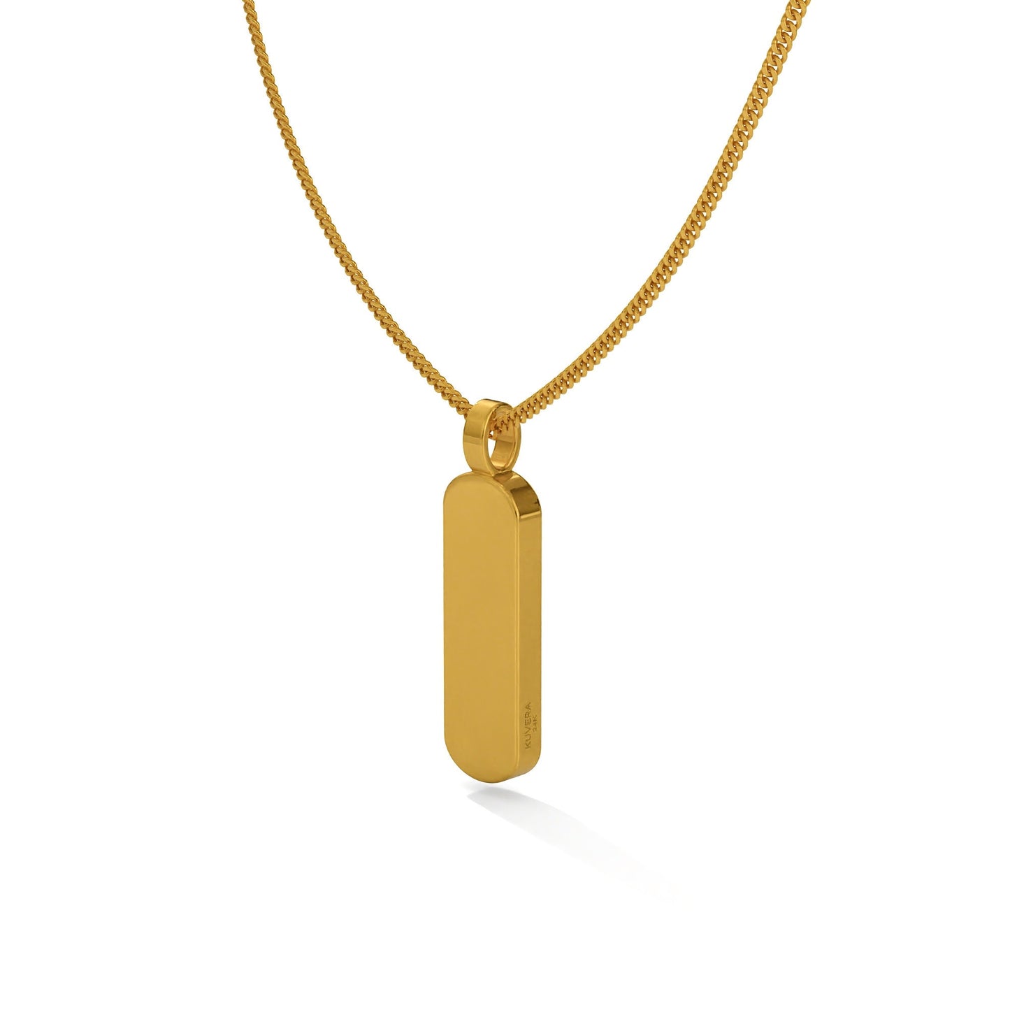 24K Solid Gold Rectangle Pendant. Pure Gold Tag Necklace. Gold 9999 Fine Gold Pendant. Handmade Gold Geometric Necklace Gift for Men Women