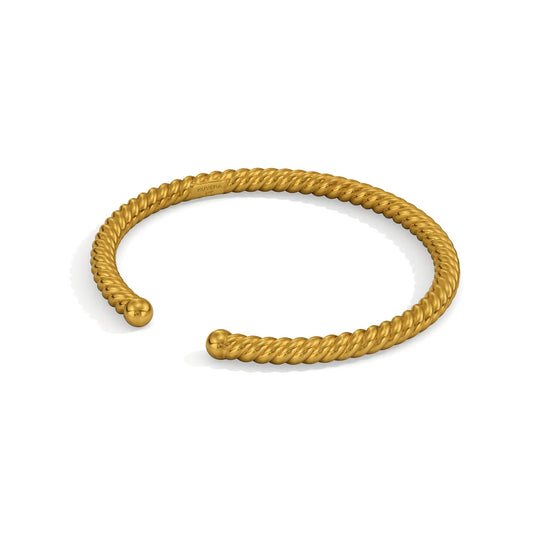 24K Solid Gold Spiral Cuff Bracelet. Handmade Pure Gold Cuff Sculpted Cable Bracelet for Men Women. 9999 Fine Gold Twisted Bangle Bracelet