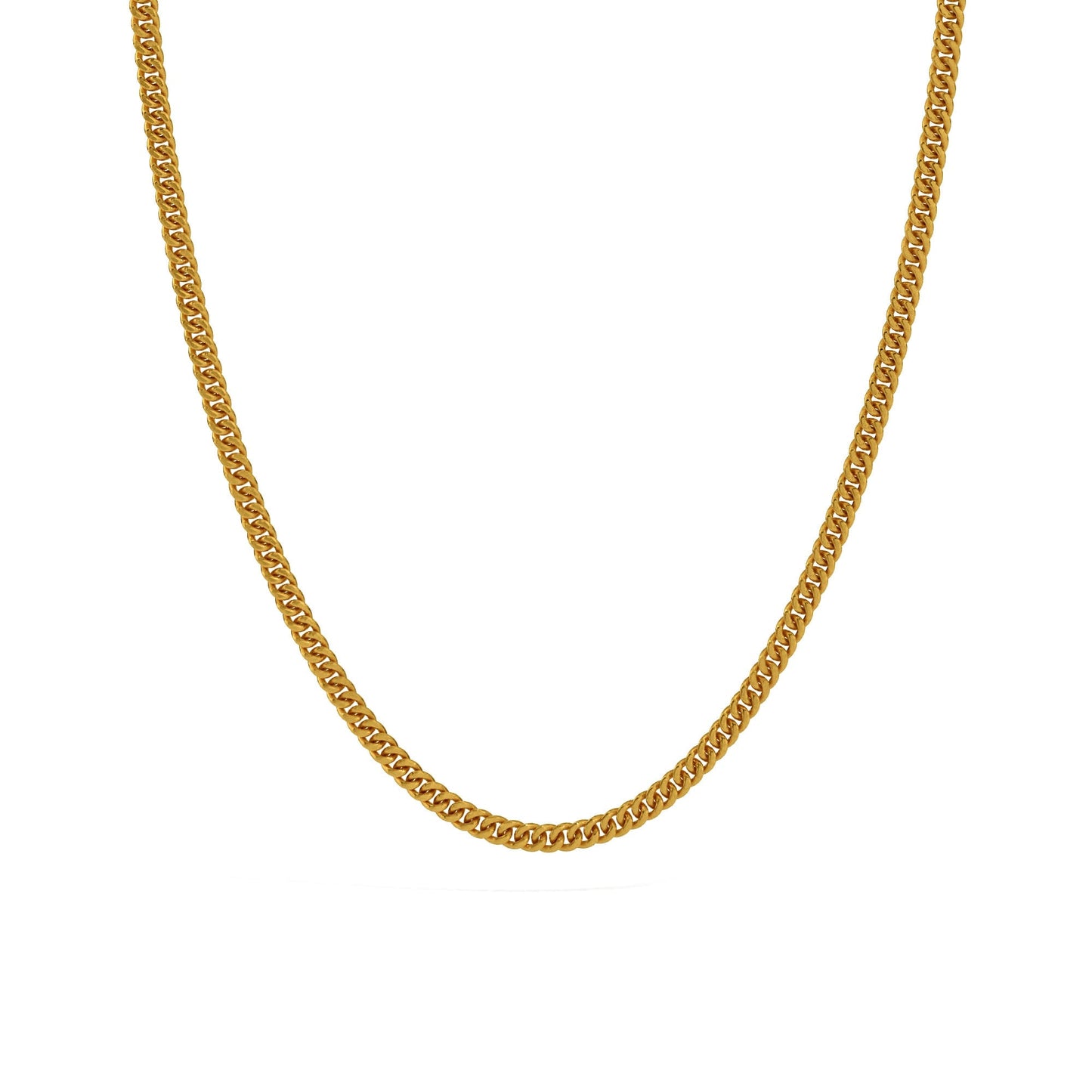 24k Solid Gold Curb Chain 3mm. Pure Gold Curb Link Chain Necklace. 9999 Fine Gold Chain. Minimal Gold Handmade Link Necklace for Men Women